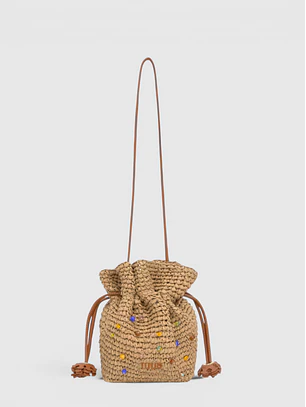 Mala Bucket em Ráfia HERITAGE Camel - Tous