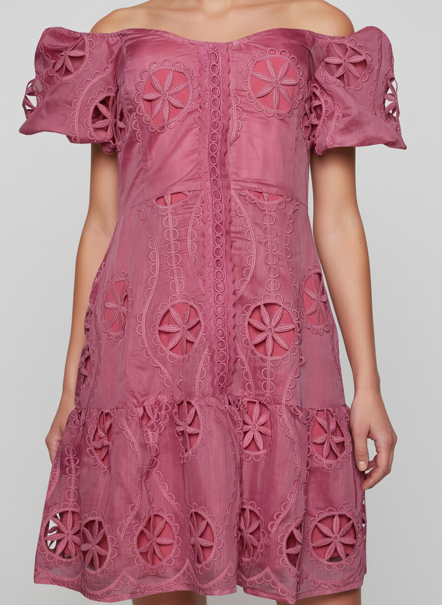 Vestido em Tule Bordado Rosa - SAHOCO 2
