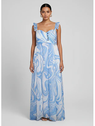 Vestido Folhos nas Alças Marble  - SAHOCO