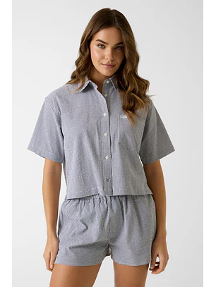 Camisa Manga Curta Vichy Preto - Guess