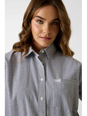 Camisa Manga Curta Vichy Preto - Guess