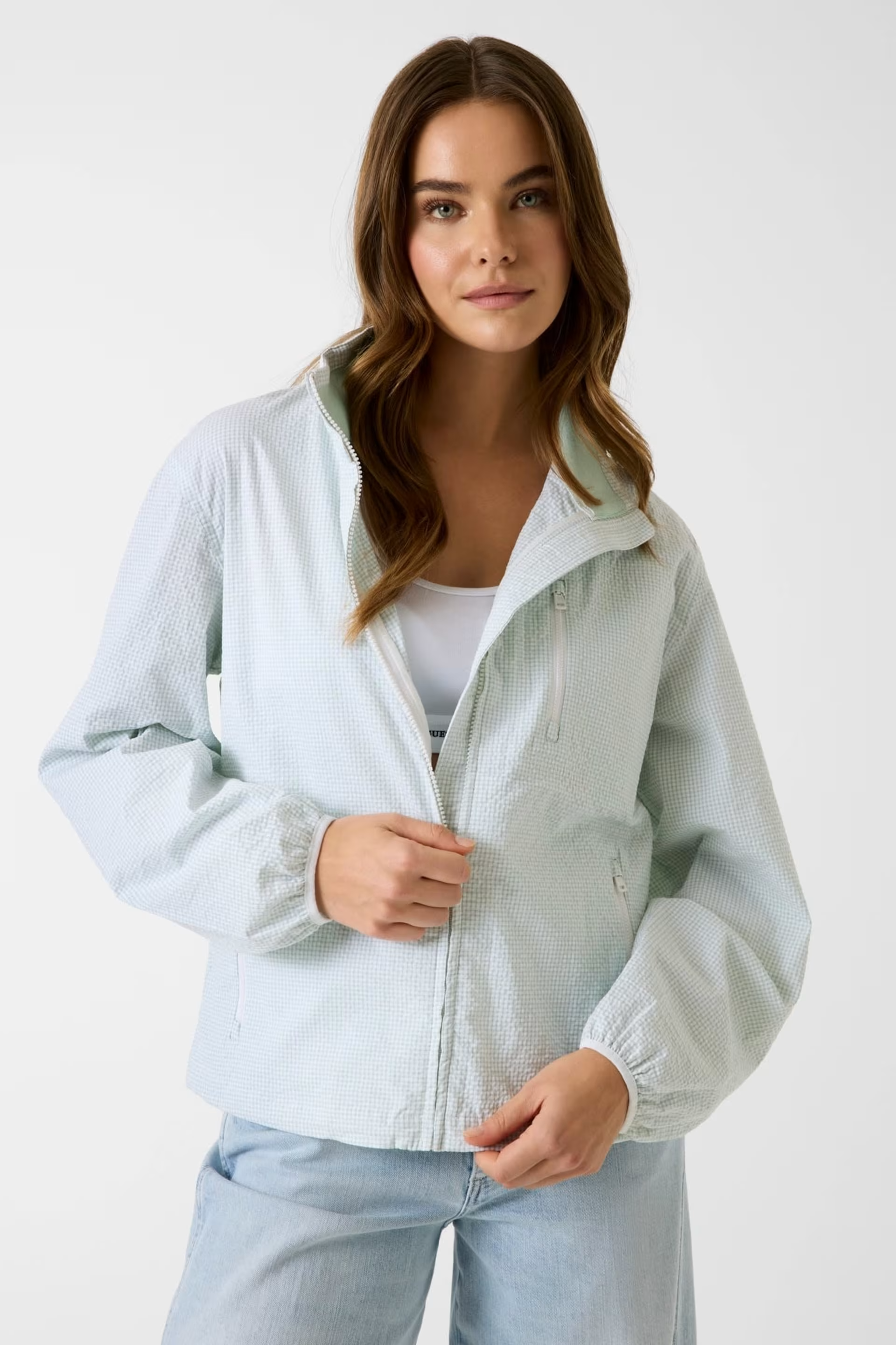 Casaco Extra Leve VIchy Verde e Branco - Guess  1