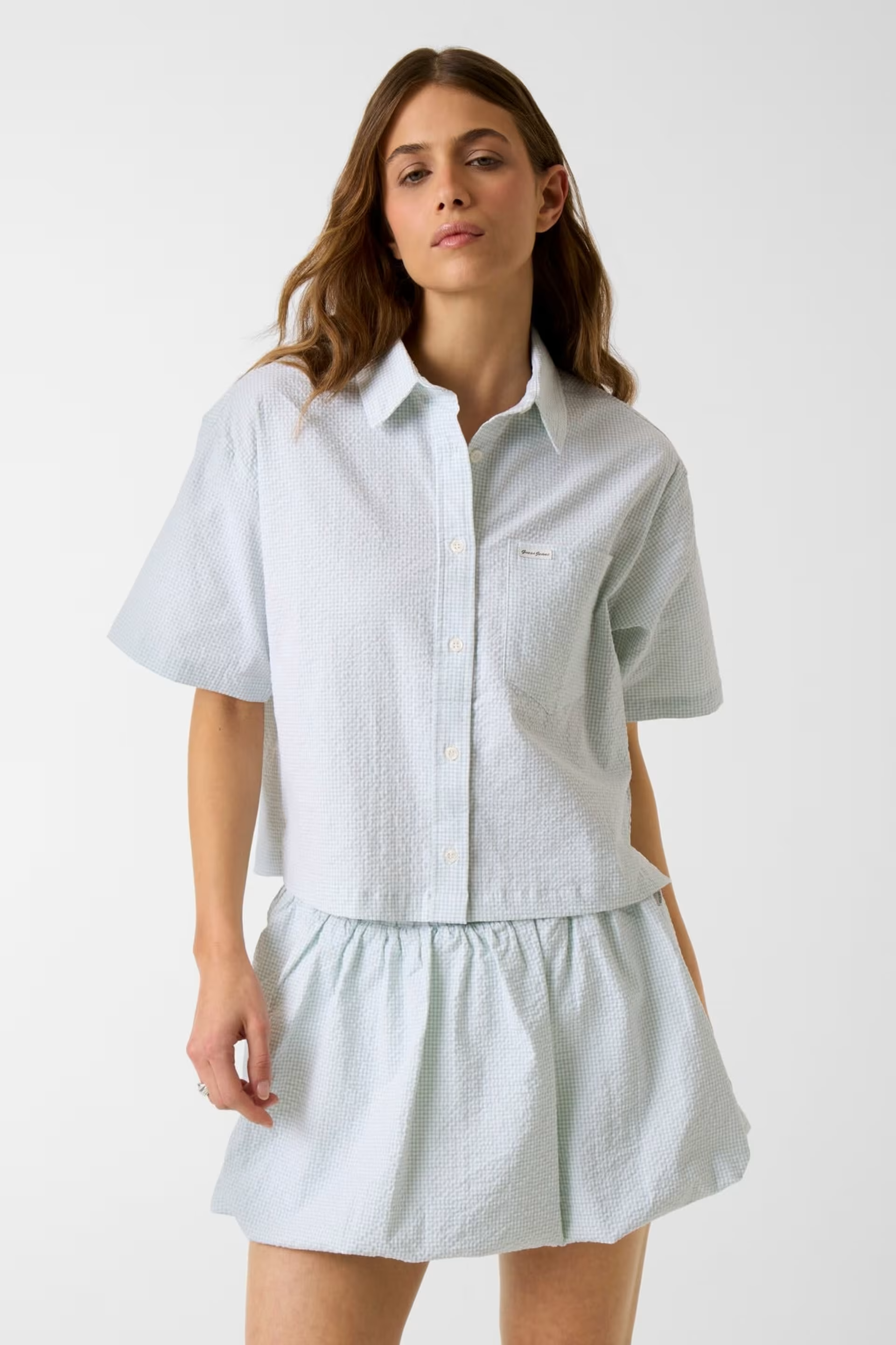 Camisa Manga Curta Vichy Verde - Guess 1