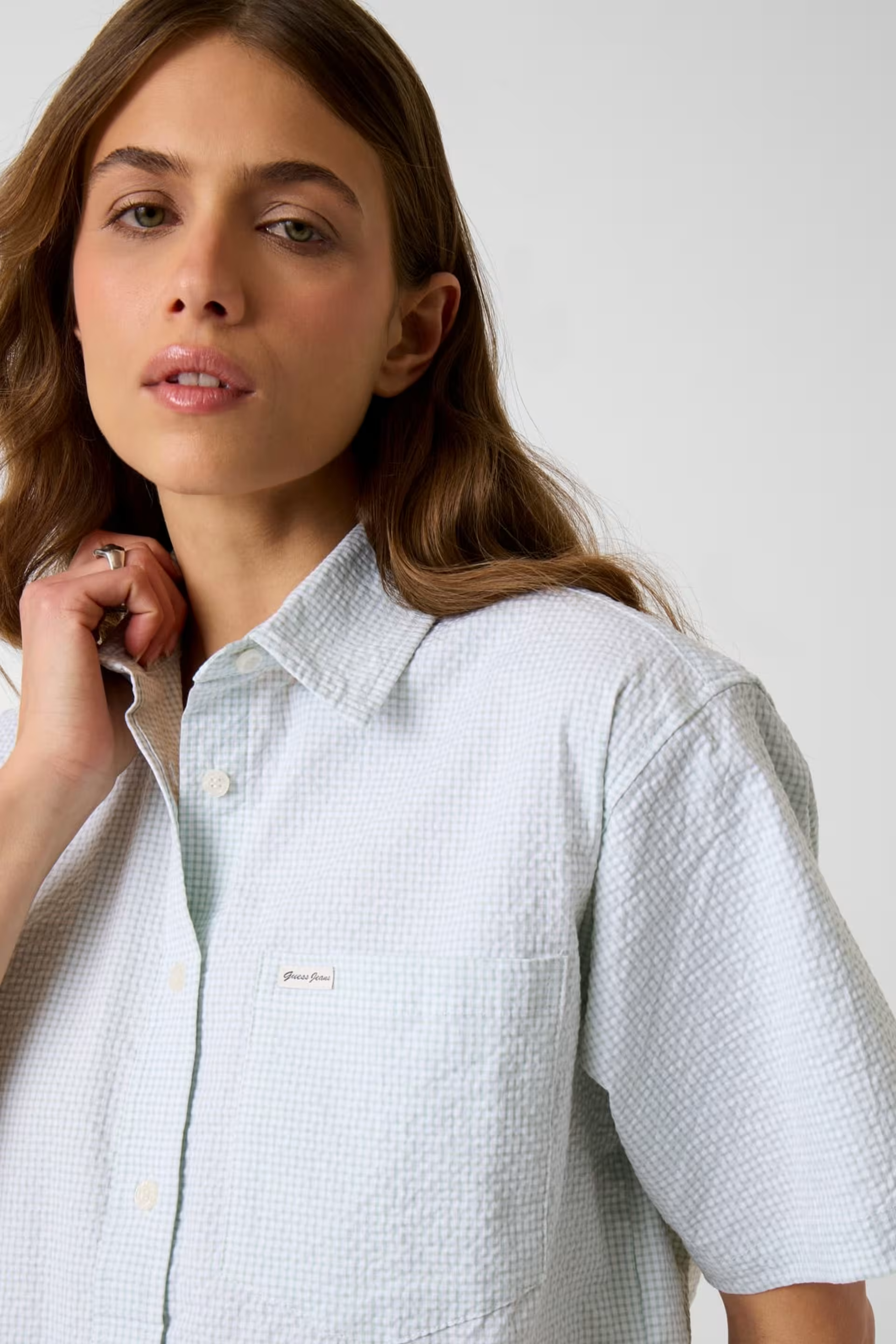 Camisa Manga Curta Vichy Verde - Guess 2