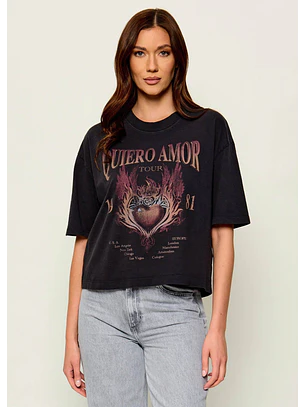 T-shirt QUIERO AMOR Preto - Guess 