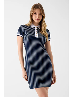 Vestido Curto Riscas Azul - Guess 