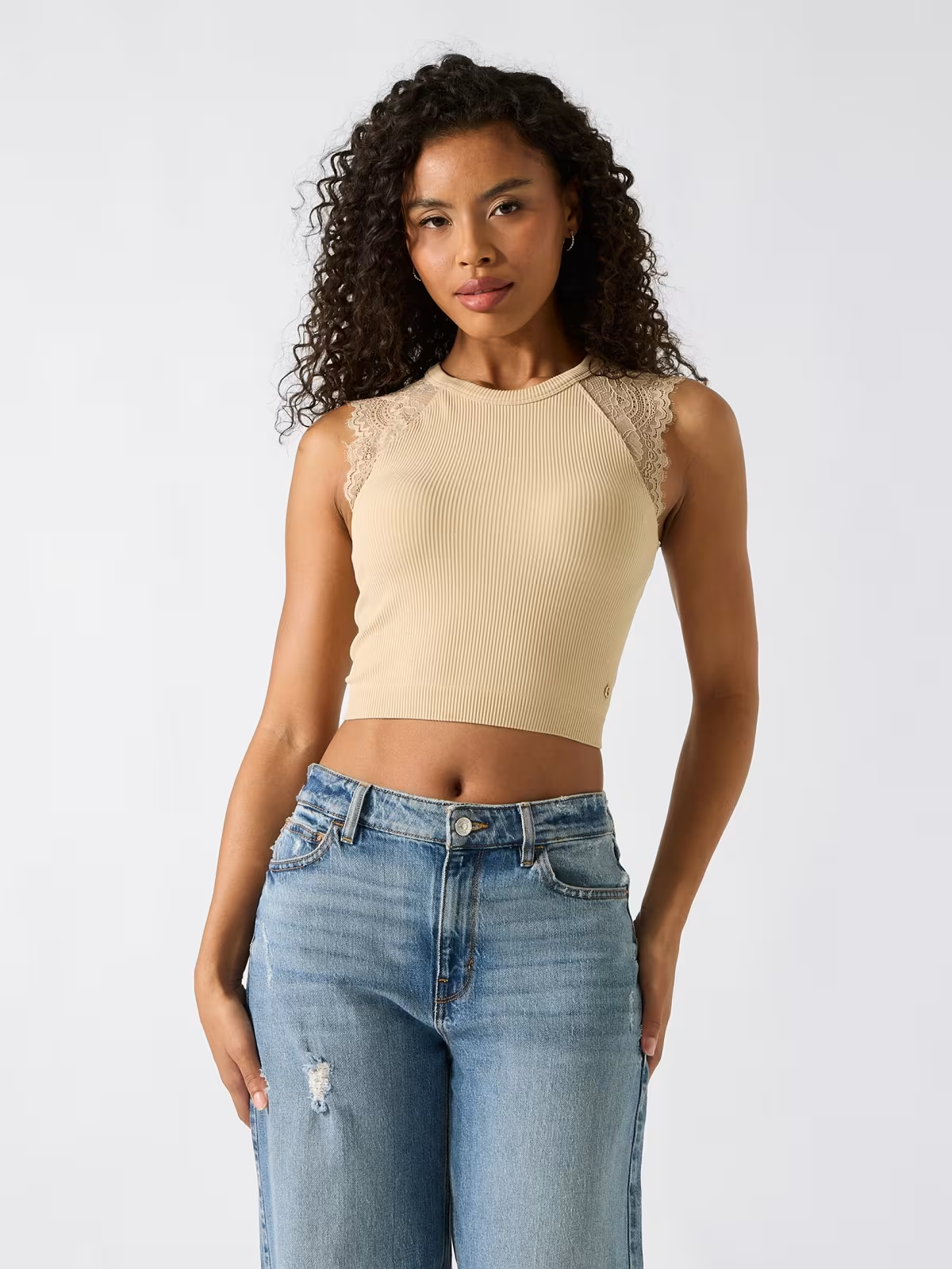 Top Canelado MILLIE Bege - Guess  1