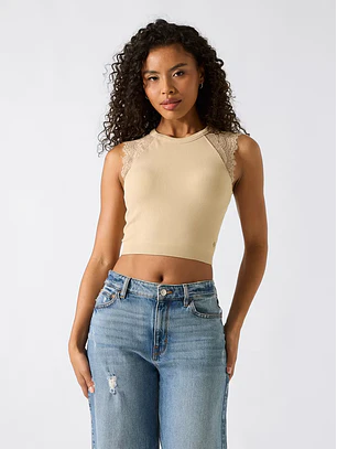 Top Canelado MILLIE Bege - Guess 