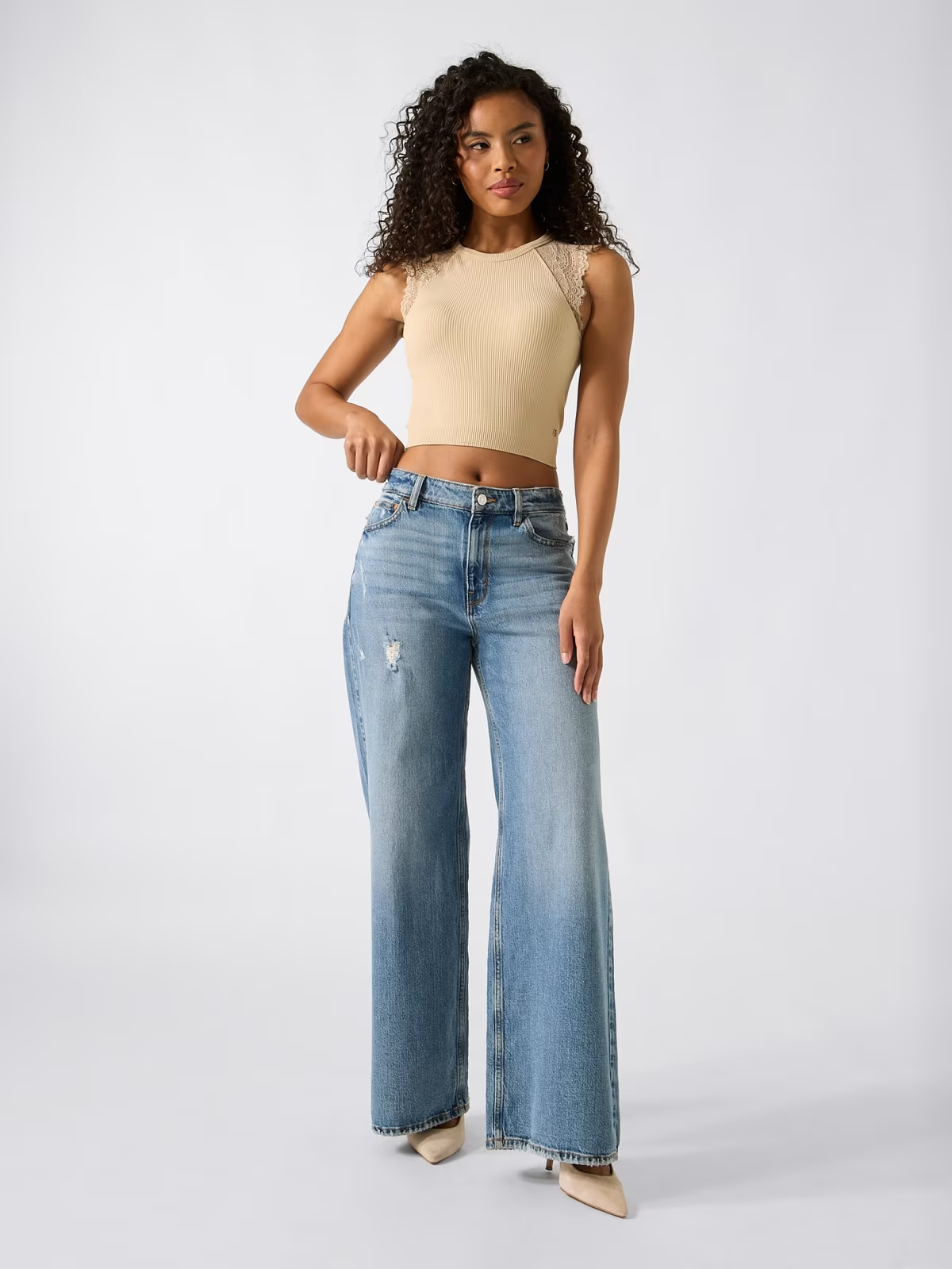 Top Canelado MILLIE Bege - Guess  2