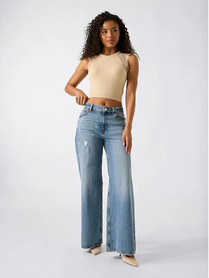 Top Canelado MILLIE Bege - Guess 
