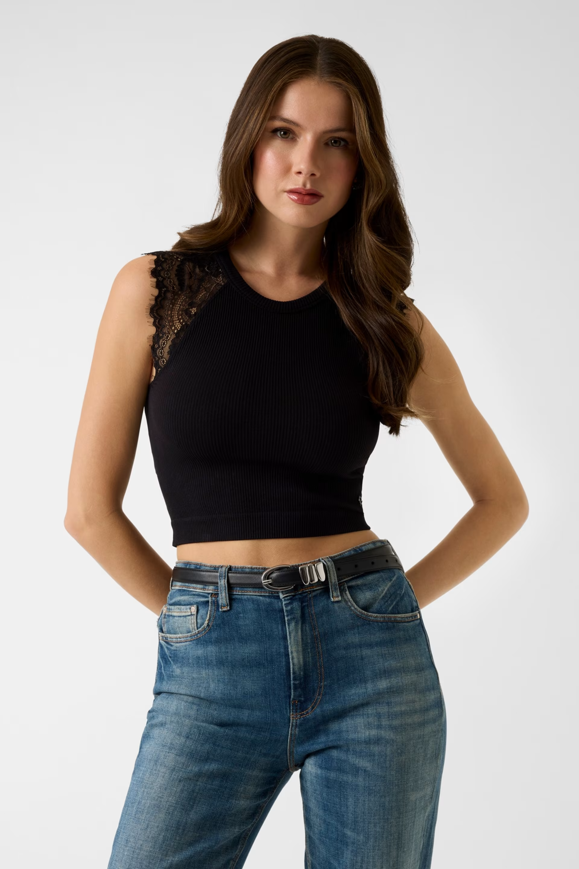 Top Canelado MILLIE Preto - Guess  1