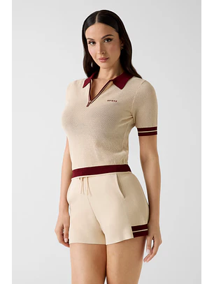 Polo GABRY em Rede Bege e Bordeaux - Guess