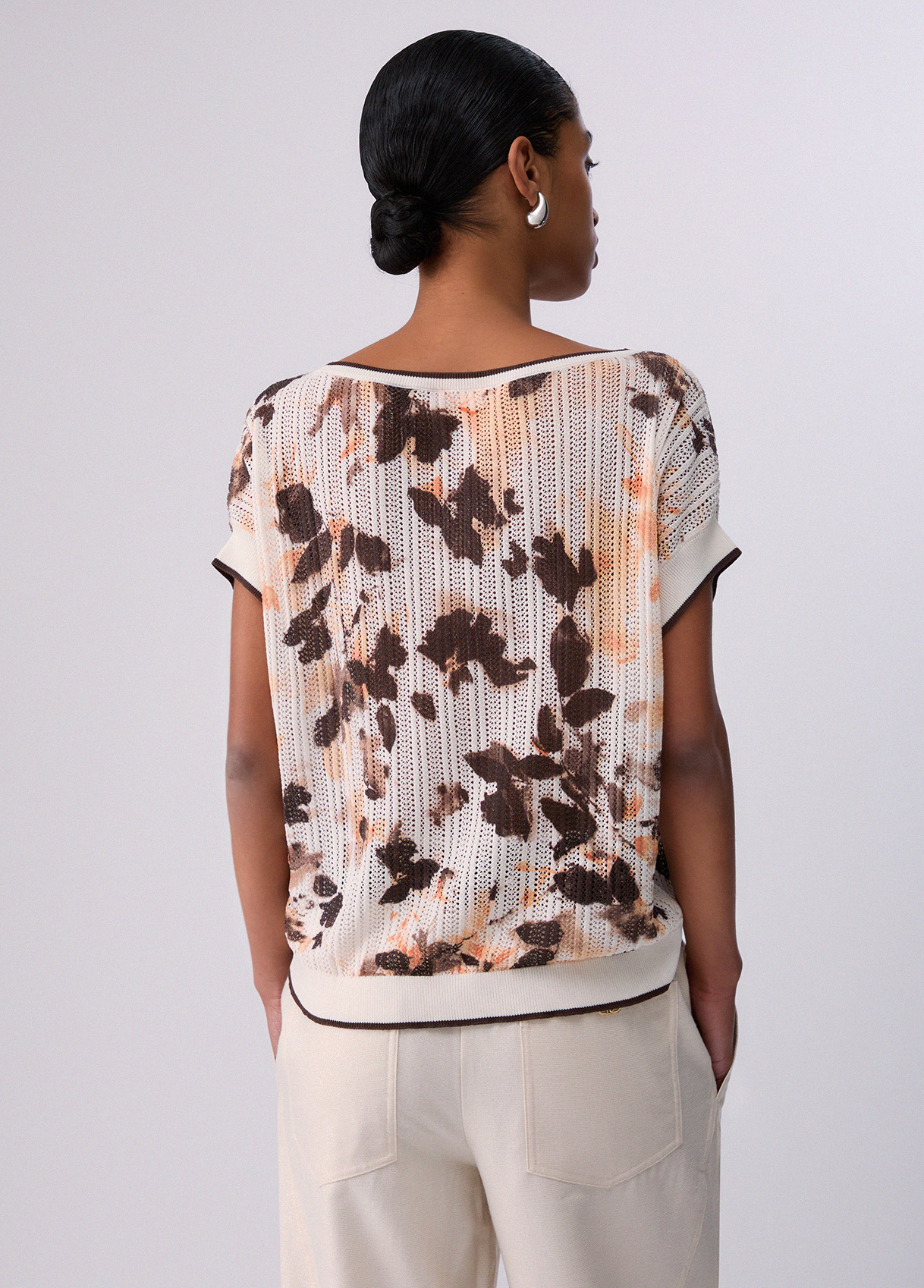 T-shirt em Malha Branco e Castanho - LIU JO  2