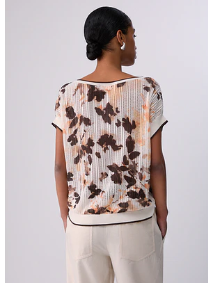T-shirt em Malha Branco e Castanho - LIU JO 