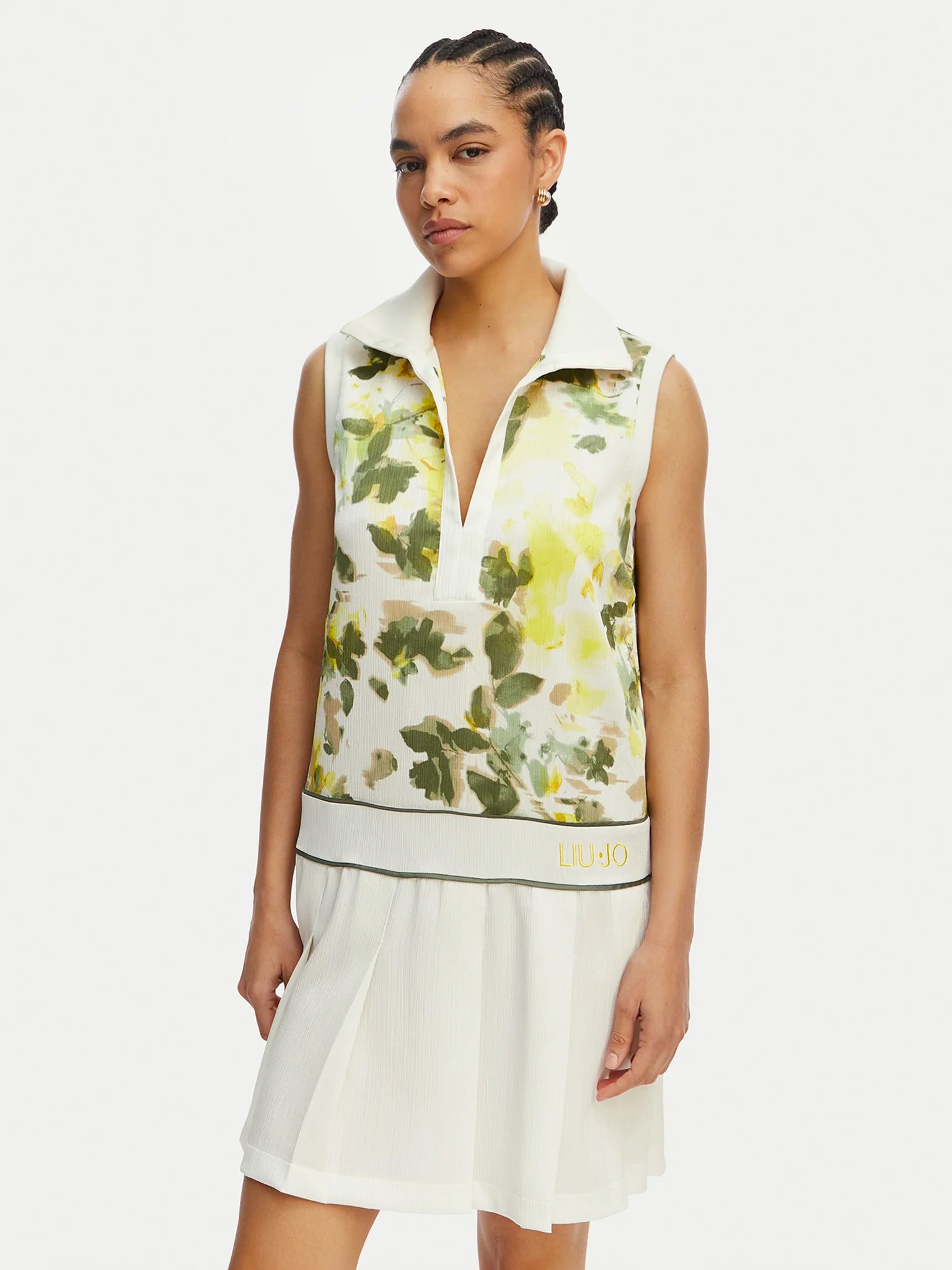 Vestido Curto Floral Branco e Verde - LIU JO  1