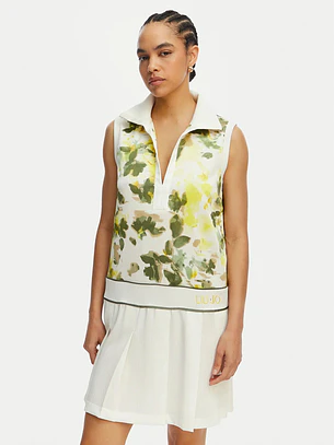Vestido Curto Floral Branco e Verde - LIU JO 