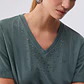 T-shirt Decote em V Strass Verde - LIU JO  - Miniatura 3