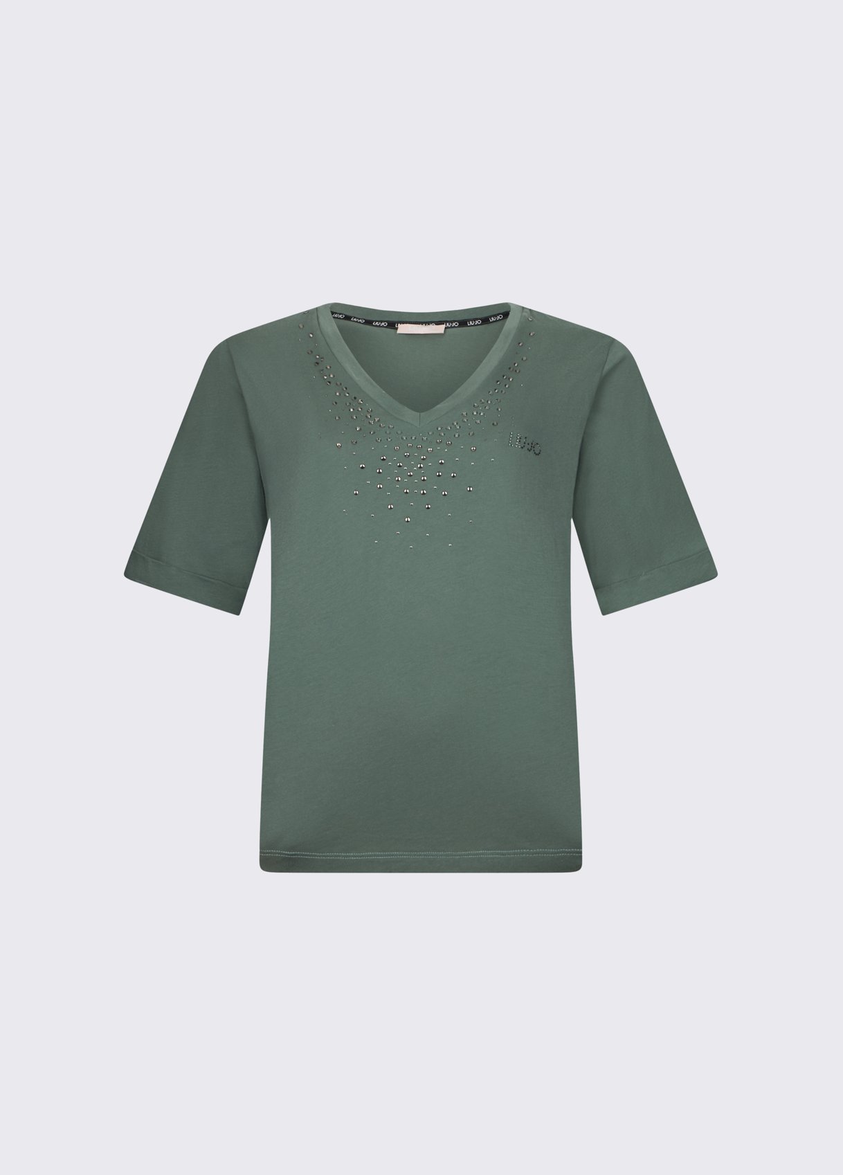 T-shirt Decote em V Strass Verde - LIU JO  4
