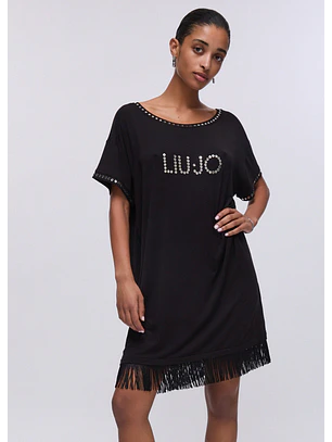 Vestido Curto com Franjas Preto - LIU JO