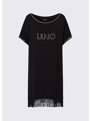 Vestido Curto com Franjas Preto - LIU JO
