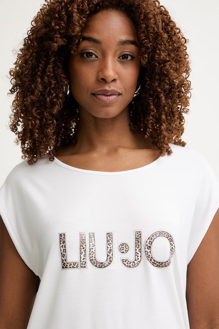 T-shirt Lycra Lettring Animal Print Branco - LIU JO  3