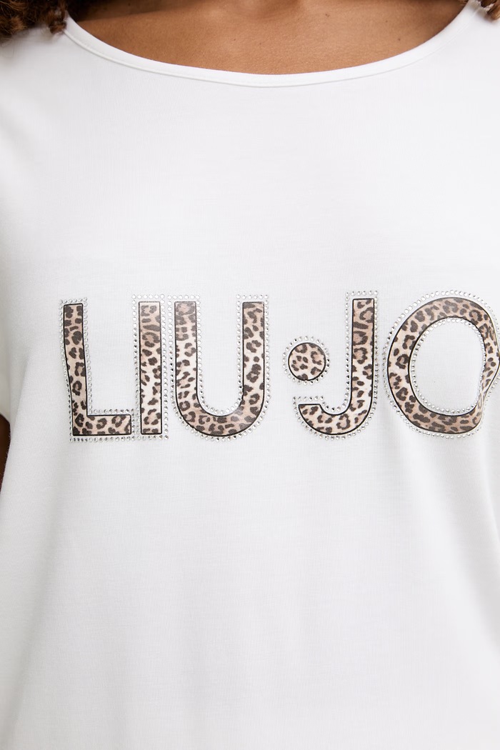 T-shirt Lycra Lettring Animal Print Branco - LIU JO  4