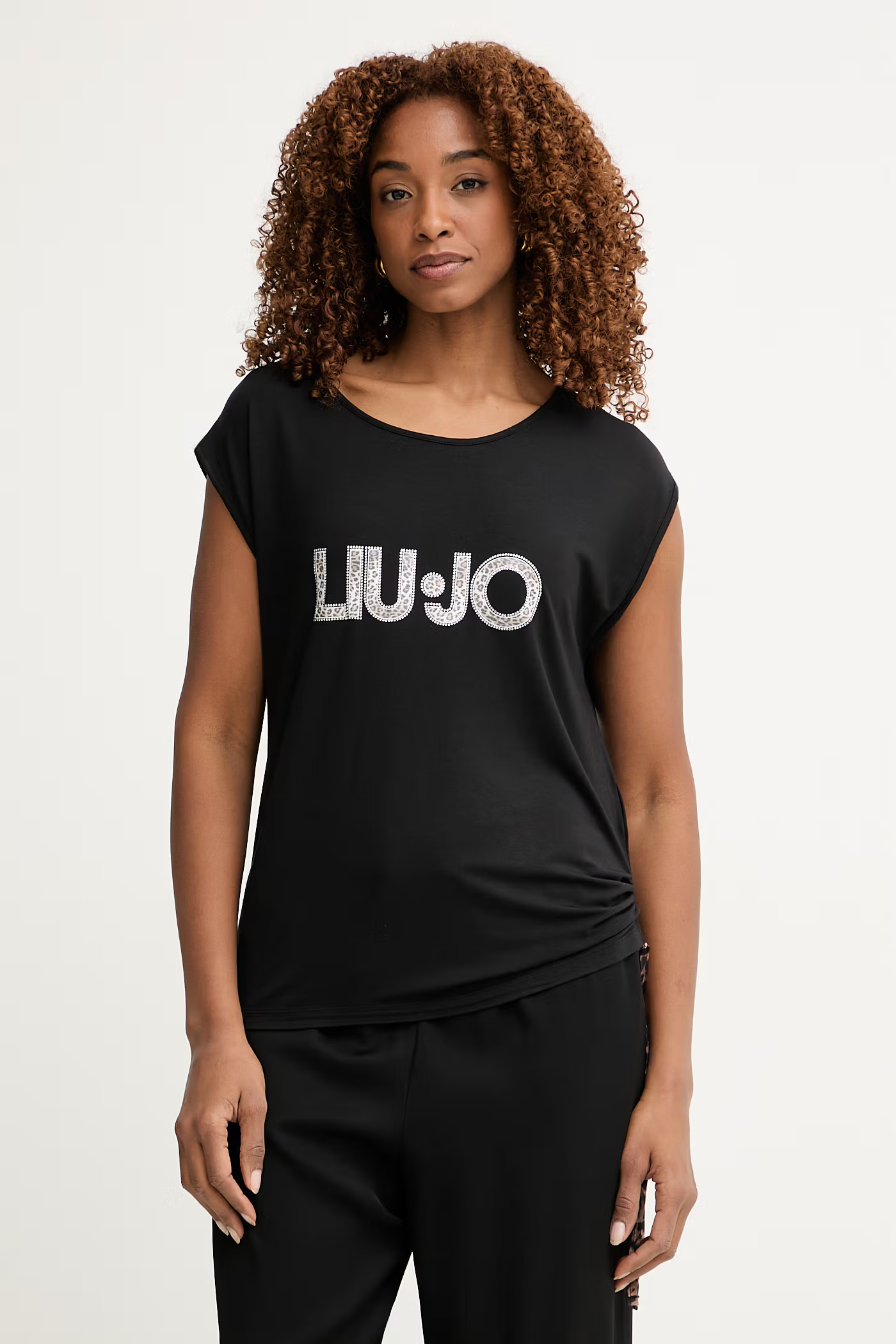 T-shirt Lycra Lettring Animal Print Preto - LIU JO 1