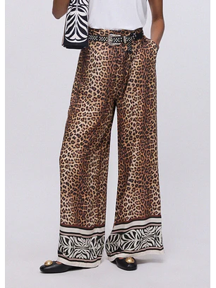 Calças Largas Animal Print - Liu Jo 