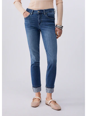 Calças Skinny com Strass na Dobra Ganga - LIU JO