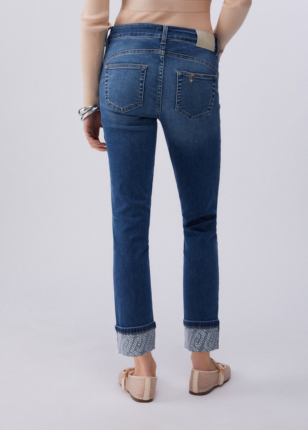 Calças Skinny com Strass na Dobra Ganga - LIU JO 2