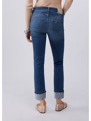 Calças Skinny com Strass na Dobra Ganga - LIU JO