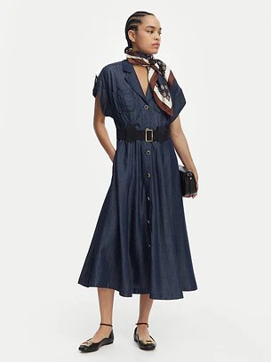 Vestido em Ganga com Cinto - LIU JO 
