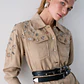 Vestido Camiseiro Comprido com Strass Bege - LIU JO - vignette 3