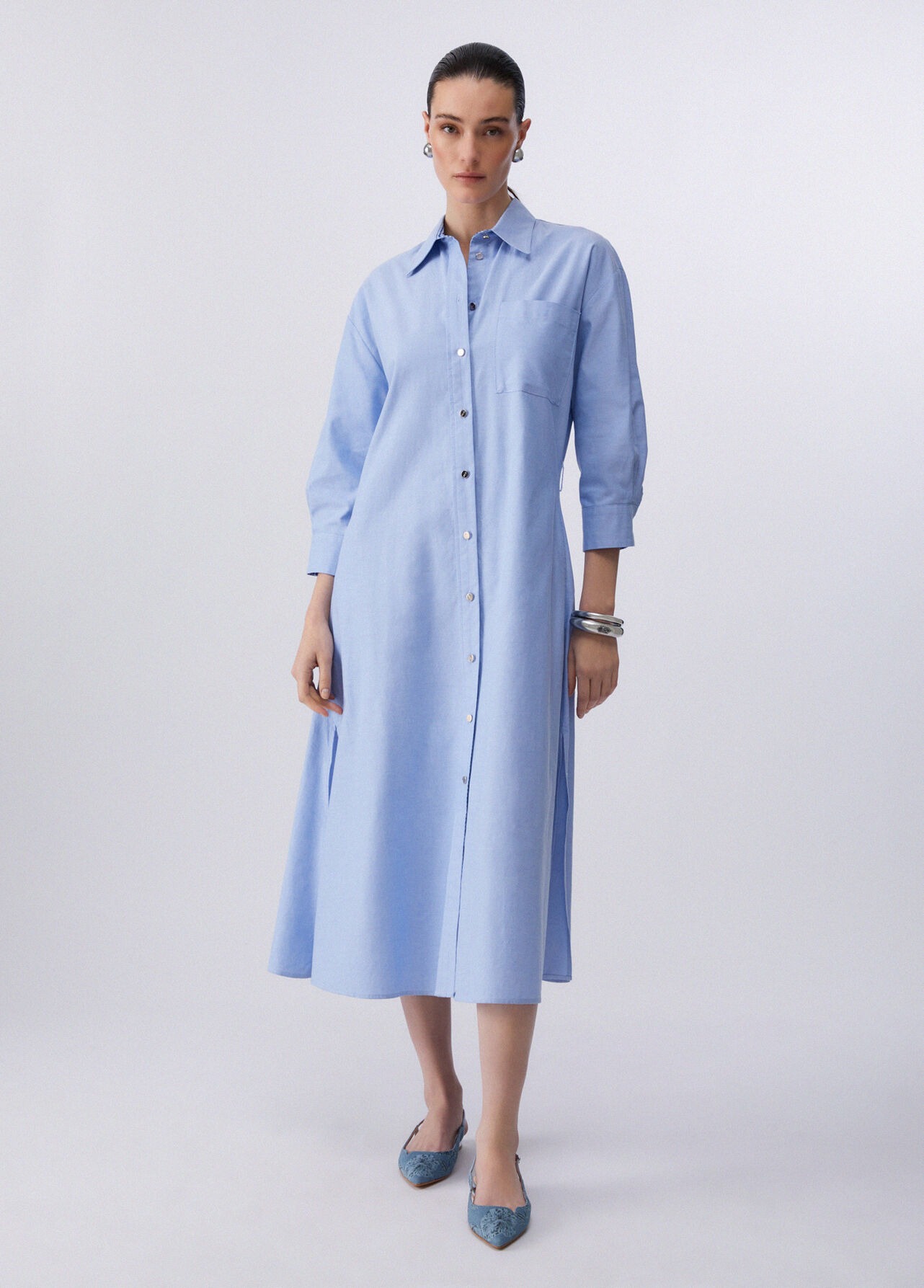 Vestido Comprido Camiseiro Azul - LIU JO 1