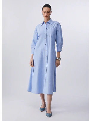 Vestido Comprido Camiseiro Azul - LIU JO