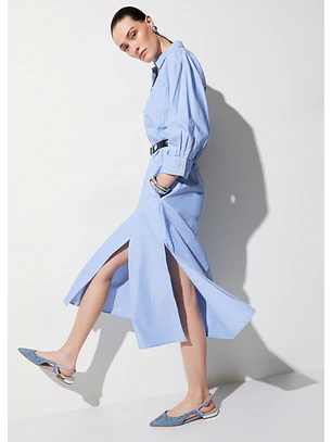 Vestido Comprido Camiseiro Azul - LIU JO
