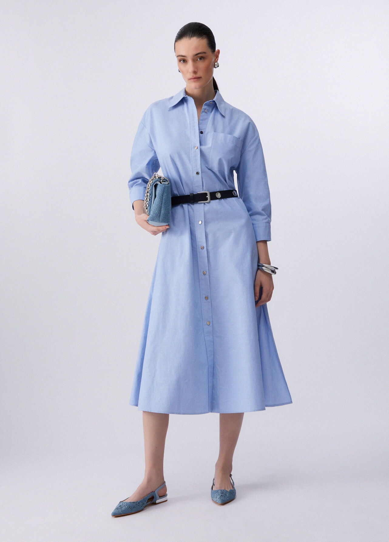 Vestido Comprido Camiseiro Azul - LIU JO 4