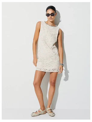 Vestido de Cavas em Crochet Bege - Liu Jo
