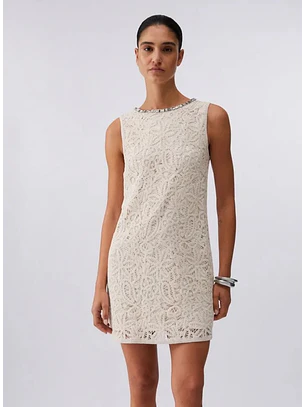 Vestido de Cavas em Crochet Bege - Liu Jo