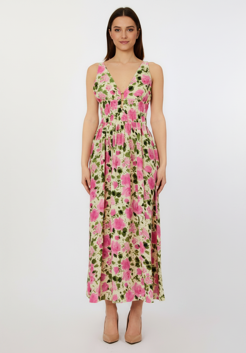 Vestido de Alças Florar Rosa e Verde - LIU JO 1