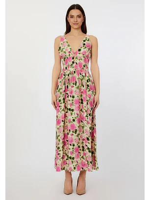 Vestido de Alças Florar Rosa e Verde - LIU JO