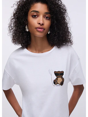 T-shirt Urso com Balão Branco - LIU JO