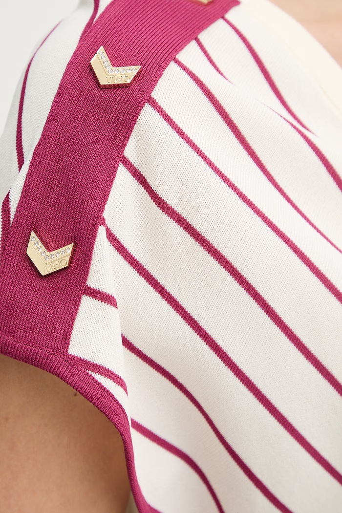 Blusa Manga Curta Riscas Branco e Rosa - LIU JO  4