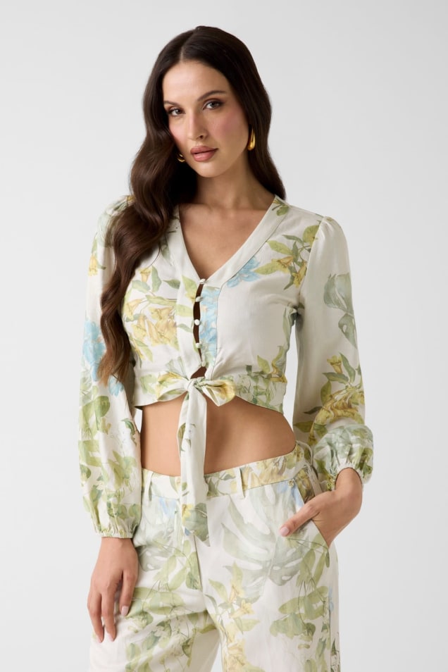 Blusa Manga Comprida SHIRLEY Garden Folhas Branco - Guess 1