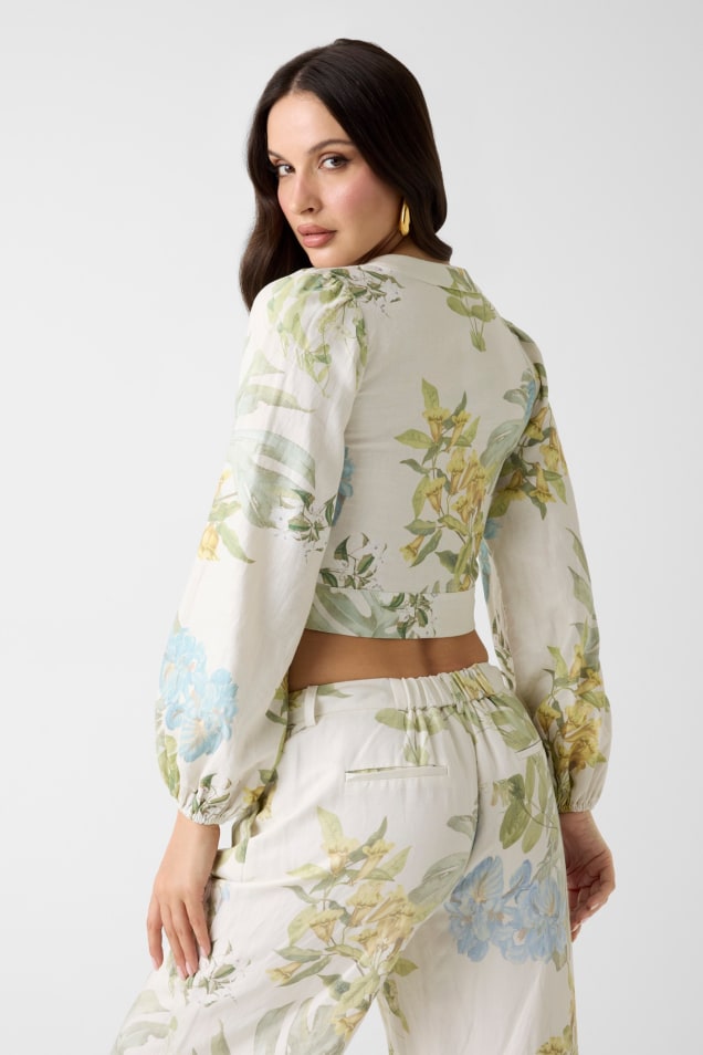 Blusa Manga Comprida SHIRLEY Garden Folhas Branco - Guess 3