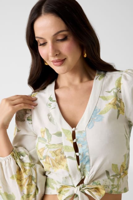 Blusa Manga Comprida SHIRLEY Garden Folhas Branco - Guess 5