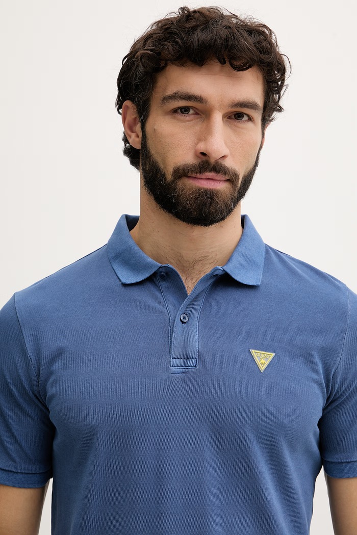 Polo de Homem Básico Azul - Guess 4