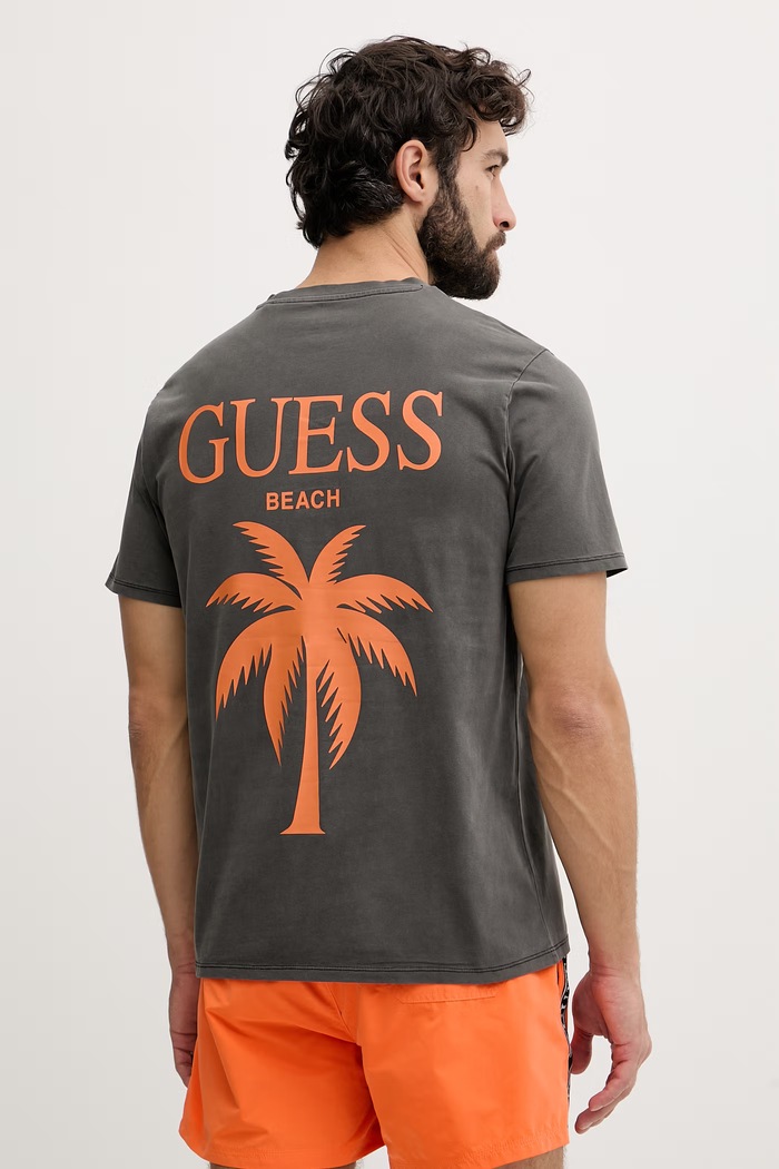 T-shirt Maxi Palmeira Cinza e Laranja - Guess 2