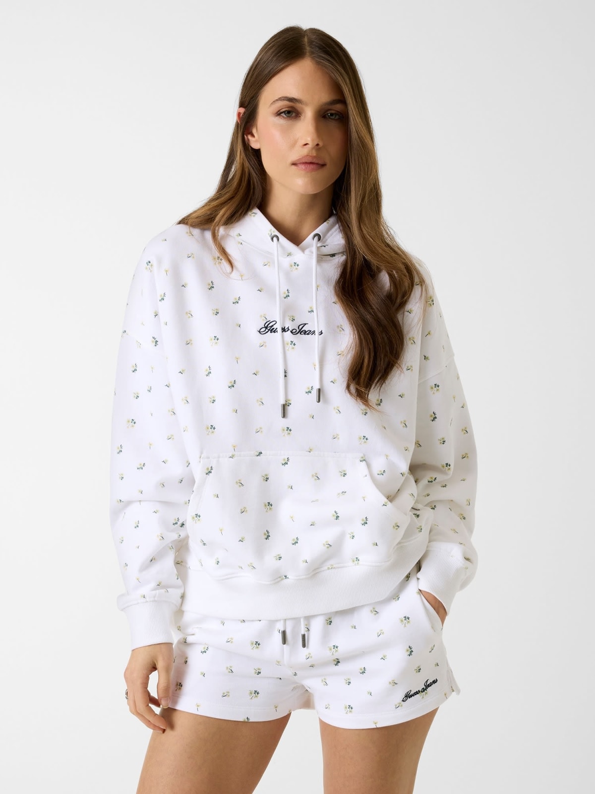Sweat Oversize Florzinhas Branco - Guess Jeans 1