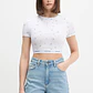 T-shirt Curta com Florzinhas Branco - Guess Jeans - Thumbnail 1